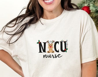 Christmas Nurse Shirt, NICU Nurse Shirt, Christmas NICU Nurse Shirt, Pediatric Nurse Shirt, Infant Care Nurse Shirt, Nurse Badge Reel, Gift