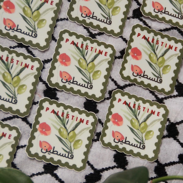 Pegatinas con el sello de Palestina - Impermeables, de vinilo, troqueladas, 2x2 y 1.81x2.41 - Pegatinas Falasteeni - Botella de agua, portátil, álbum de recortes
