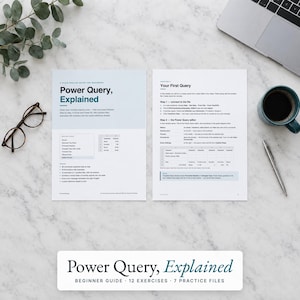 Power Query Guide for Beginners | Excel & Power BI | 38 Commands, 40 M Functions, 12 Exercises + Practice Files | Printable PDF