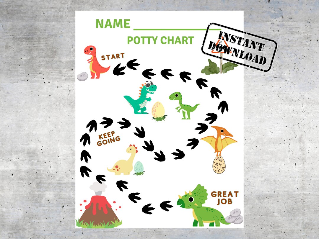 Printable Potty Training Chart Dinosaur Digital Instant - Etsy