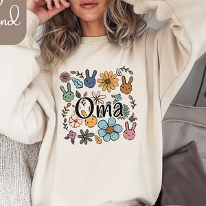 Oma Sweatshirt, Oma TShirt, Gift for Oma, Mother&#39;s Day Gift, Oma Easter, Oma Bunny Shirt, Boho Oma Shirt, Oma Garden Shirt, Floral Oma Shirt
