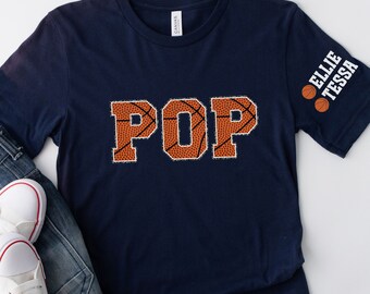 バスケットボール ポップ Tシャツまたはスウェットシャツ、バスケットボール ポップシャツ、名前入りバスケットボール ポップシャツ、バスケットボール ポップギフト、フロントのカスタマイズ可能