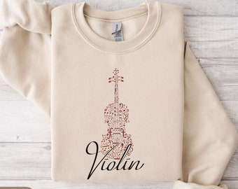 Chemise violon, sweat-shirt ou t-shirt à manches longues, cadeaux violoniste, tailles jeunes, sweat-shirt violon pour filles, cadeaux violon, cadeau pour joueur de violon