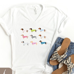 Dachshund VNeck TShirt, Womens Dachshund VNeck, Cute Dachshund VNeck, Dachshund Mom VNeck, Dachshund Gifts, Dachshund Lover Gifts, Doxie Mom