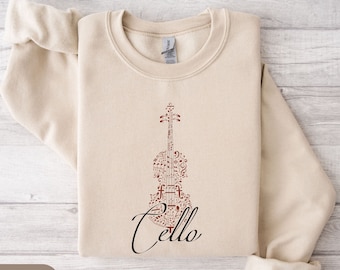 Chemise violoncelle, sweat-shirt violoncelle, T-shirt à manches longues, tailles enfant, chemise de violoncelliste fille, cadeau violoncelle, orchestre à cordes, sweat-shirt violoncelliste