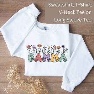 Personalized Gamma V-Neck Tee, T-Shirt or Sweatshirt, Gamma Long Sleeve T-Shirt, Gift for Gamma, Custom Gamma Shirt with Names, Gamma