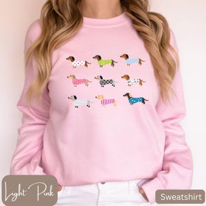 Dachshunds in a Row Shirt, Cute Dachshund Lover Gift, Dachshund T-shirt, Long Sleeve Tee or Sweatshirt, Youth Sizes, Girls Dachshund Shirt image 5