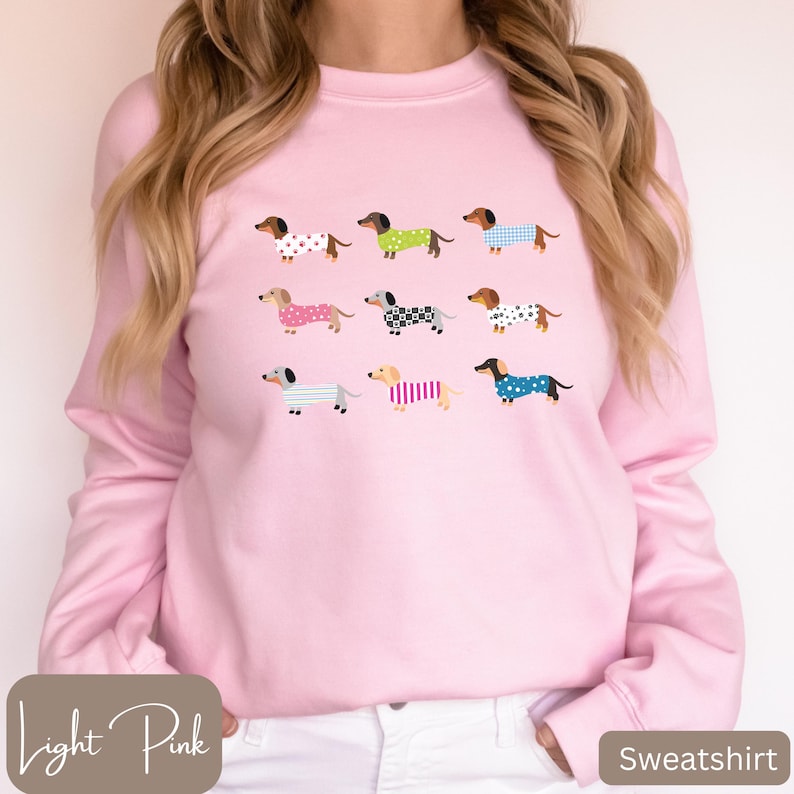 Dachshunds in a Row Shirt, Cute Dachshund Lover Gift, Dachshund T-shirt, Long Sleeve Tee or Sweatshirt, Youth Sizes, Girls Dachshund Shirt image 5
