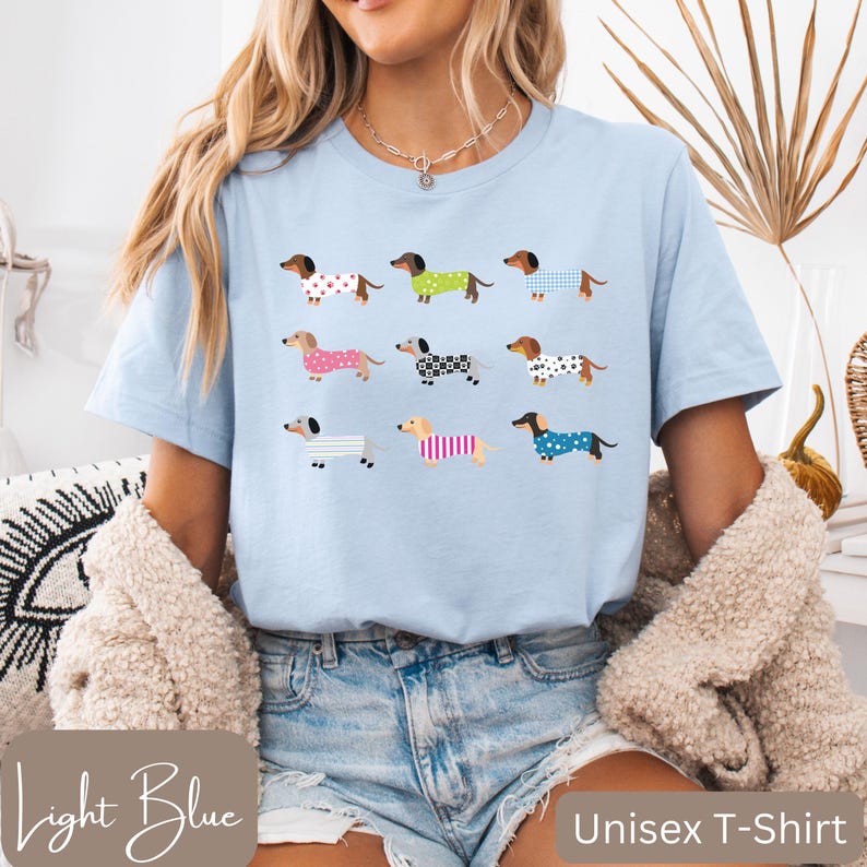 Dachshunds in a Row Shirt, Cute Dachshund Lover Gift, Dachshund T-shirt, Long Sleeve Tee or Sweatshirt, Youth Sizes, Girls Dachshund Shirt image 6