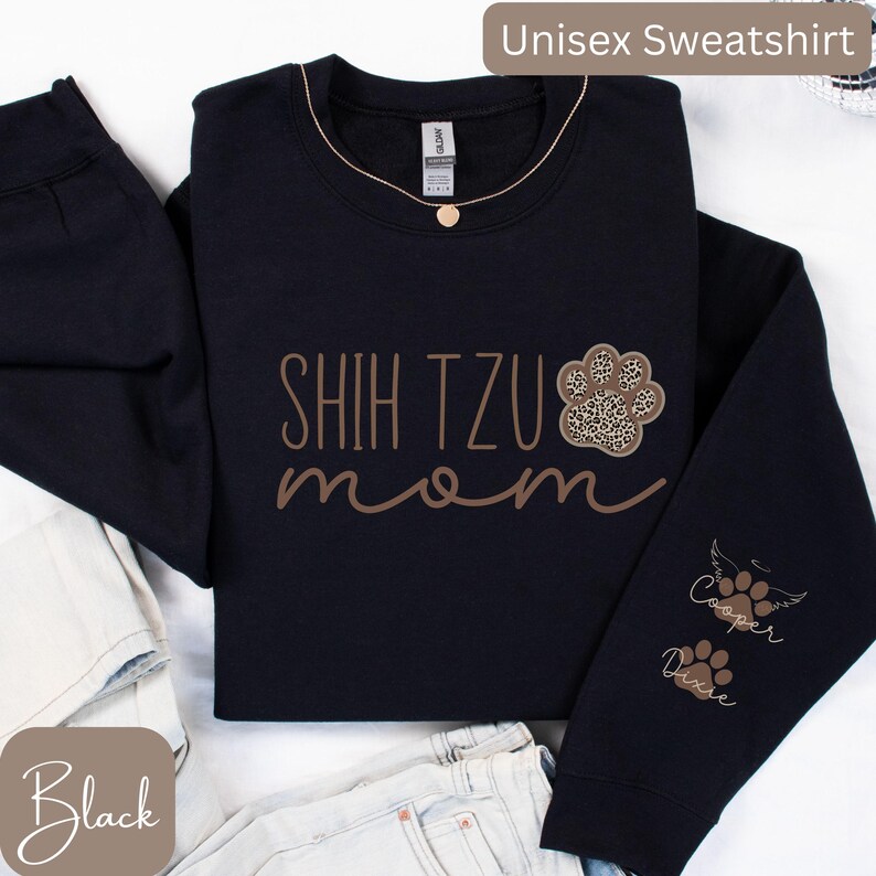 Shih Tzu Sweatshirt, Shih Tzu Mom Shirt, Sleeve Design Shih Tzu Shirt, Personalized Shih Tzu Shirt, Shih Tzu Mama, Shih Tzu Gifts image 7