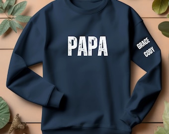 Papa-sweater, papa-T-shirt, gepersonaliseerd papa-shirt met namen kleinkinderen, mouw schrijven, gepersonaliseerd papa-sweater, papa-shirt, papa