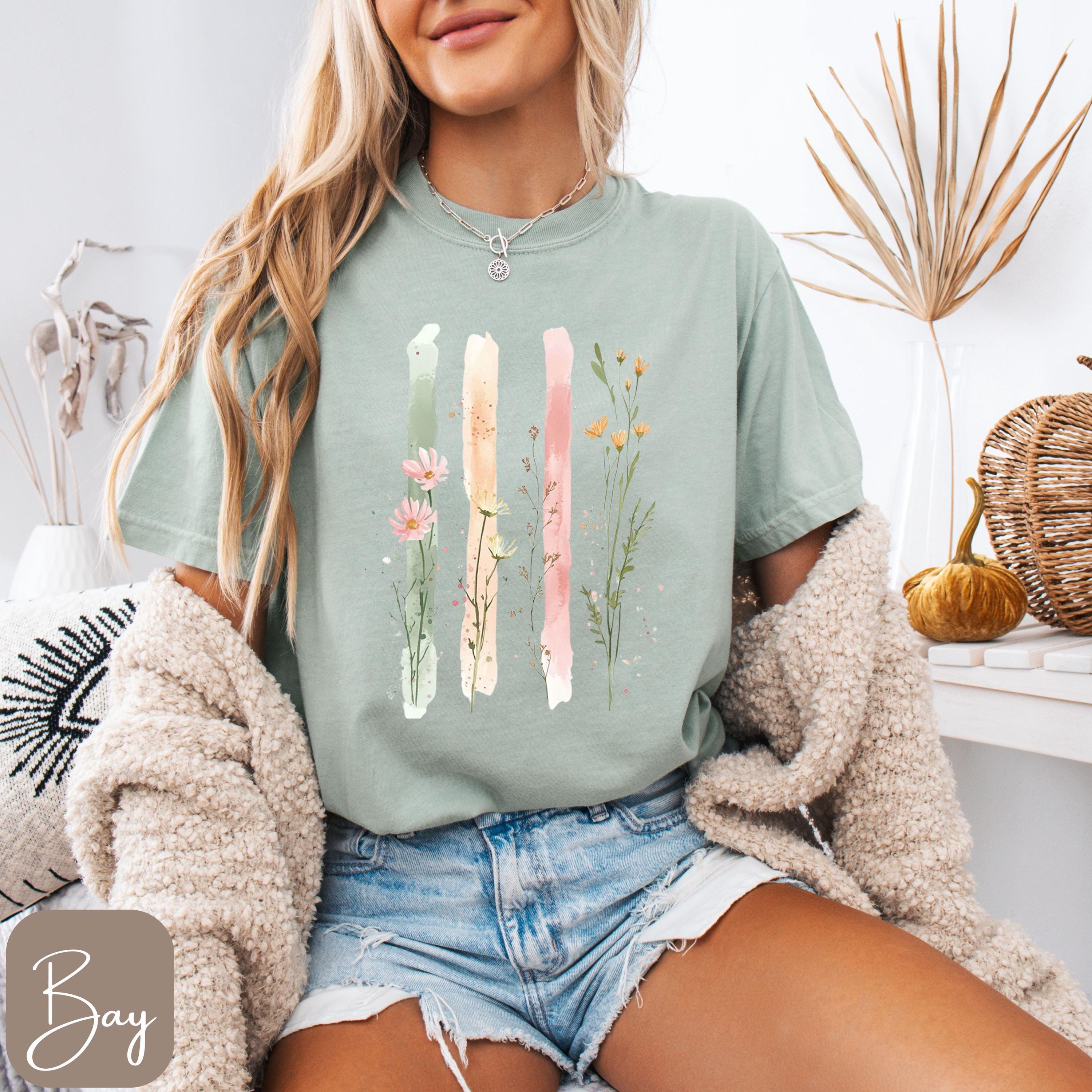 Comfort Colors® Wildflower Shirt, Pastel Florals, Watercolor Flower ...