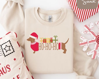 Dachshund Christmas Sweatshirt, V-Neck, Long Sleeve T-Shirt, Doxie Christmas, Doxie Sweatshirt, Christmas Dachshund, Dachshund Lover Gifts
