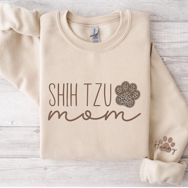 Shih Tzu Sweatshirt, Shih Tzu Mom Shirt, Sleeve Design Shih Tzu Shirt, Personalized Shih Tzu Shirt, Shih Tzu Mama, Shih Tzu Gifts image 1