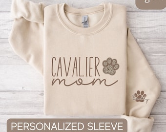 Cavalier Mom Sweatshirt, Cavalier VNeck, Long Sleeve Tee, Cavalier T-Shirt, Cavalier King Charles Spaniel, Personalized Cavalier Shirt