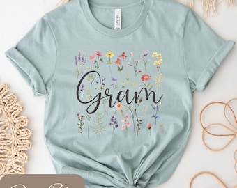 Gram Wildflower T-Shirt, Floral Gram Shirt, Gram T-Shirt, Gram Shirt with Flowers, Gift for Gram, Pretty Gram Shirt, Personalized Gram Gift