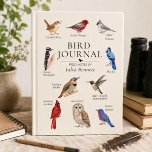 Personalisiertes Vogel Journal, Nordamerika Vogel Beobachtungs Journal, Birding Logbuch, Hinterhof Vogel Notizbuch, Geschenk für Vogel Liebhaber, Vogel Feld Notizen