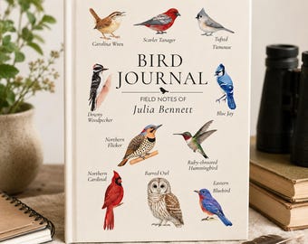 Personalisiertes Vogel Journal, Nordamerika Vogel Beobachtungs Journal, Birding Logbuch, Hinterhof Vogel Notizbuch, Geschenk für Vogel Liebhaber, Vogel Feld Notizen