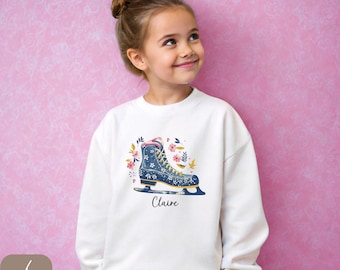 Girls Ice Skating Sweatshirt or Hoodie, Cute Figure Skating Shirt for Girls, Figure Skating Gifts, Personalized Figure Skating Top with Name
