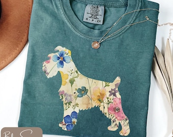 Camisa Comfort Colors® para Schnauzer, Camisa Floral para Schnauzer, Presente para Amantes de Schnauzer, Camisa para Schnauzer Miniatura, Moletom para Schnauzer Gigante