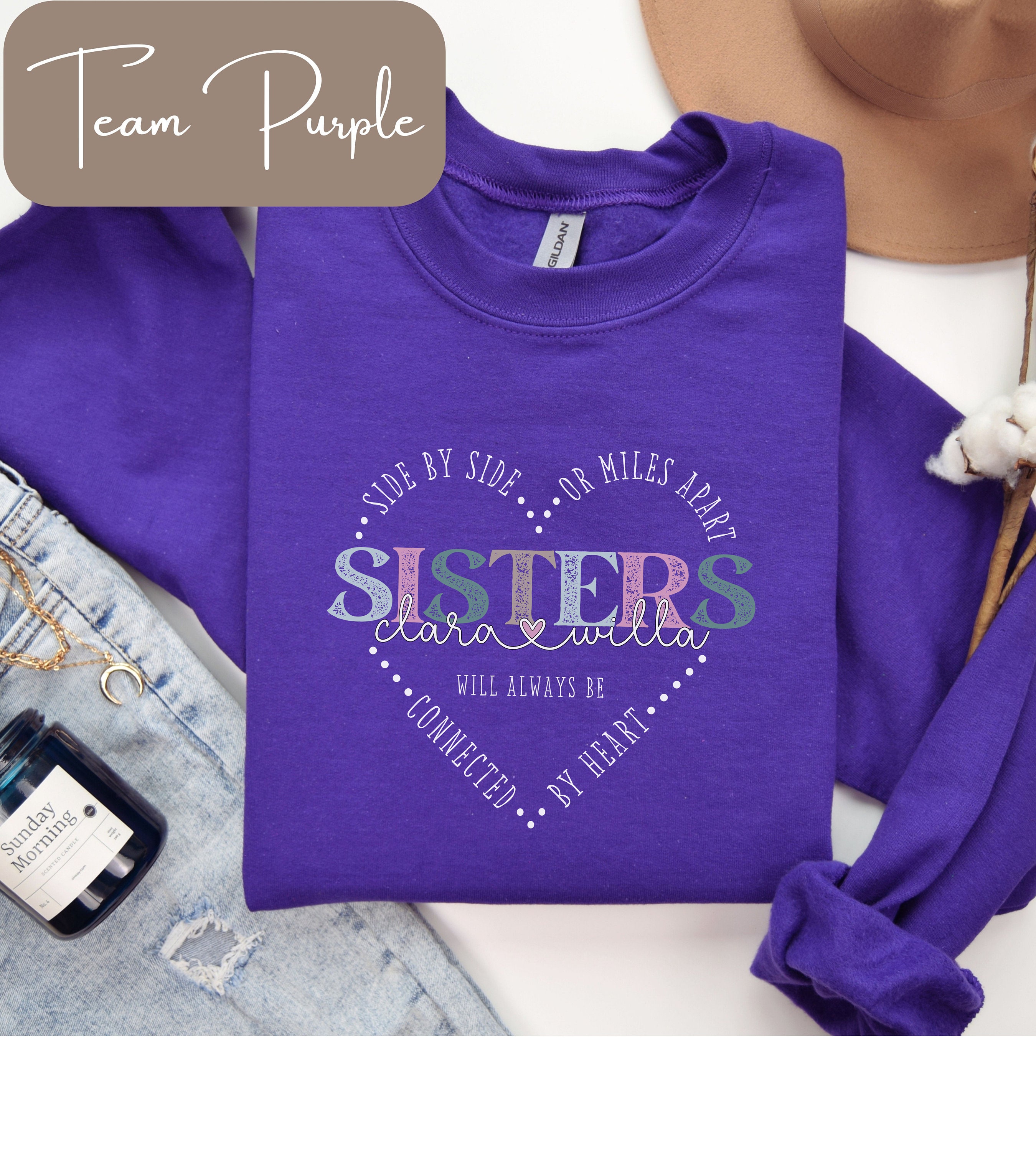 Sisters Shirts For Women - 'Sisters Will Always Be Side By Side' Letter Print Summer Tops - View #3