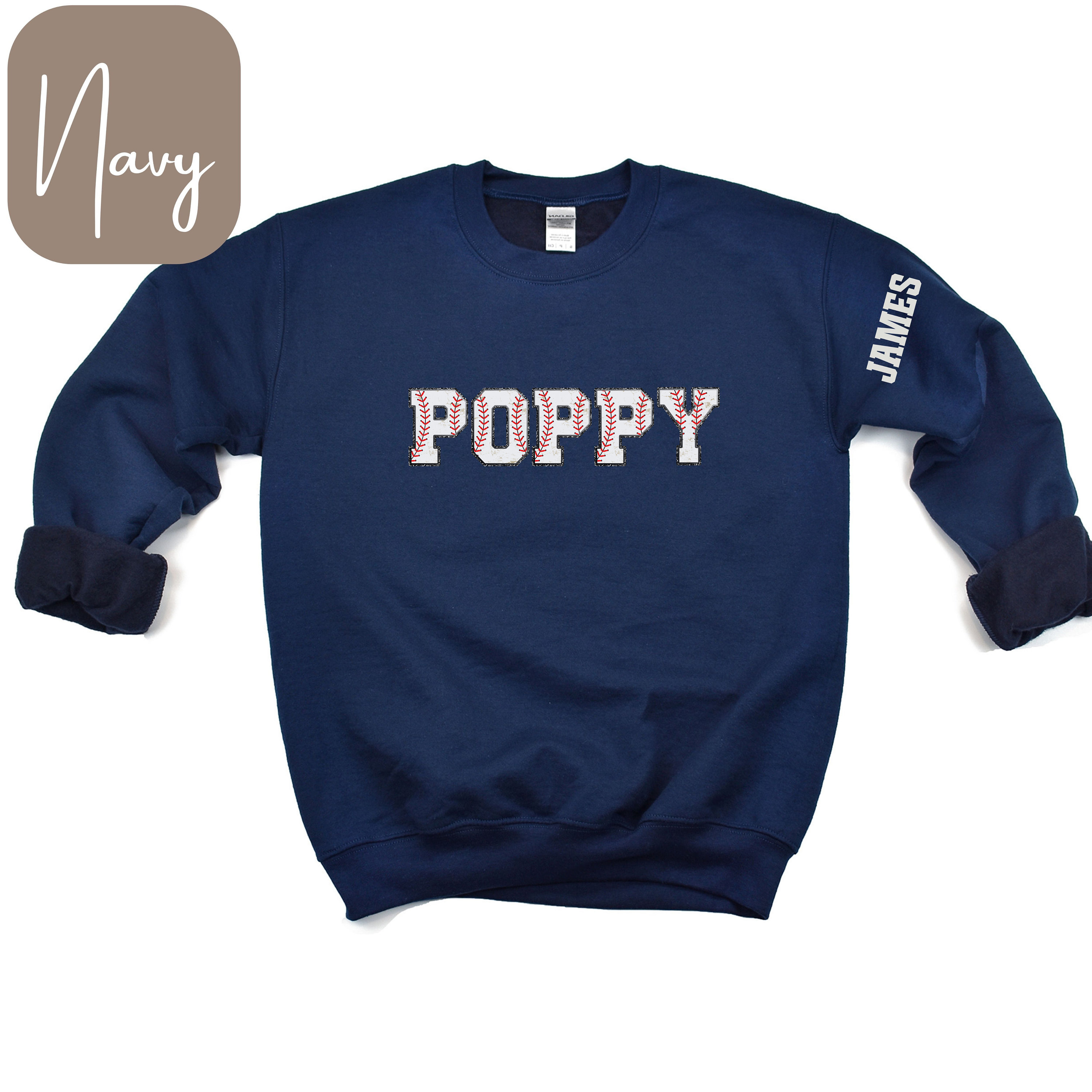希少 MASSES T-SHIRT L/S E-POPPY NAVY Baseball Poppy T-shirt, T-ball Poppy Shirt, Baseball Poppy