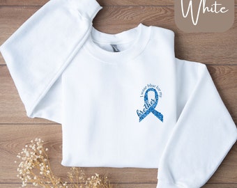 Personalized Colon Cancer Sweatshirt with Name, Colon Cancer Awareness, I Wear Blue for, Colon Cancer Shirt, Sweatshirt, Long Sleeve TShirt