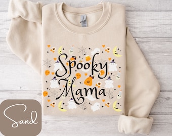 Spooky Mama Sweatshirt, Mom Halloween Shirt, Mom Halloween V-Neck, Mom Long Sleeve Tee, Mama Halloween Sweatshirt, Spooky Mama Shirt