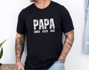 Papa-shirt met kindernamen, gepersonaliseerd papa-shirt, Vaderdagcadeaus, gepersonaliseerd papa-T-shirt, shirt met lange mouw of sweater, cadeau papa, kleinkinderen