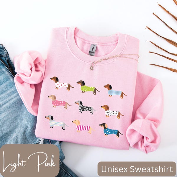 Dachshunds in a Row Shirt, Cute Dachshund Lover Gift, Dachshund T-shirt, Long Sleeve Tee or Sweatshirt, Youth Sizes, Girls Dachshund Shirt