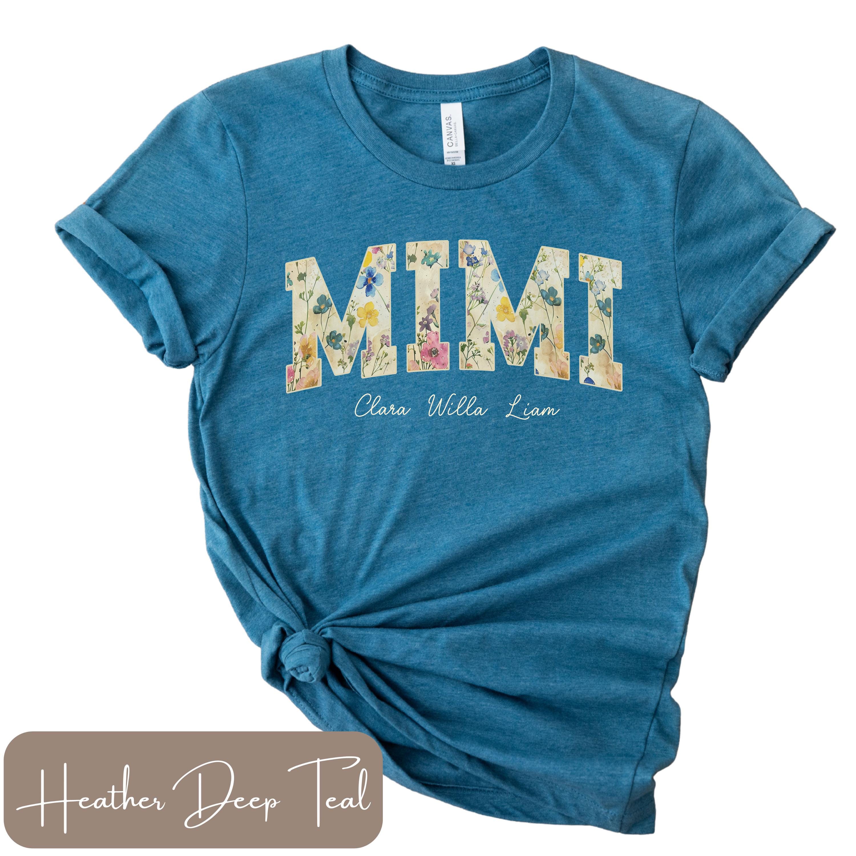 Mimi T-shirt, Personalized Grandkids Name Tee, Wildflower Mimi