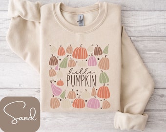 Höstpumpatröja, rosa pumpatröja, rosa hösttröja, rosa Halloweentröja, rosa Thanksgivingpumpor, söt hösttröja med lång ärm