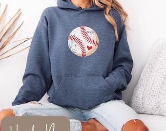 Niedlicher Baseball Hoodie, Sweatshirt, Baseball Langarm-T-Shirt, Sweatshirt mit Kapuze, Baseball Mama Hoodie, Baseball Geschenke, Baseball Saison Shirt