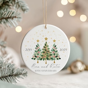 10th Anniversary Ornament, Personalized Wedding Year Ornament, 10th Christmas, Married 10 Years, Mr and Mrs, Couples Wedding Date Ornament