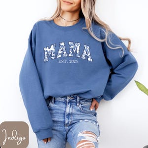 Blue Floral Mama Sweatshirt, Toile De Jouy Shirt, Feminine Mom Shirts, Coquette Mama, Mothers Day Gift, Blue Floral Sweater, Chinoiserie Mom