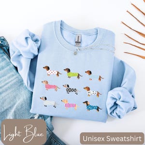 Dachshunds in a Row Shirt, Cute Dachshund Lover Gift, Dachshund T-shirt, Long Sleeve Tee or Sweatshirt, Youth Sizes, Girls Dachshund Shirt image 2