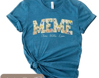 Custom Meme Shirt, Personalized Grandkids Name Tee, Wildflower Meme Shirt, Pretty Soft Floral Cottagecore T-Shirt, Meme Mothers Day Gift