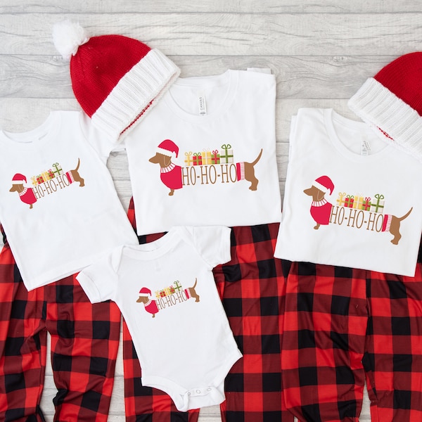 Dachshund Holiday PJ Shirts, Matching Family Christmas Tops, Doxie Christmas Shirts, Matching Family Xmas Shirts, Dachshund Lover Christmas