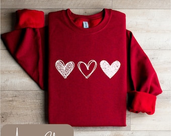 Felpa minimalista di San Valentino, maglietta o maglietta a maniche lunghe, maglietta semplice di San Valentino, San Valentino luminoso, maglietta con cuori di San Valentino, maglietta con cuore