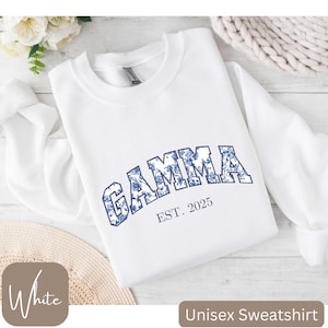 Floral Gamma Sweatshirt, Toile De Jouy Shirt, Feminine Gamma Shirts, Gamma Mothers Day Gift, Blue Gamma Sweater, Chinoiserie Gamma, Gamma