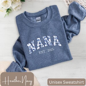Floral Nana Sweatshirt, Toile De Jouy Shirt, Feminine Nana Shirt, Nana Mothers Day Gift, Blue Nana Sweater, Chinoiserie Nana, Nana Est Shirt