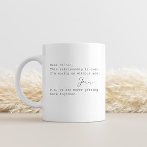 Carta de Término de Câncer, Caneca Engraçada de Câncer, Presente Personalizado para Sobrevivente de Câncer, Presentes para Vencer o Câncer, Caneca para Superar o Câncer, Presente para Última Quimioterapia
