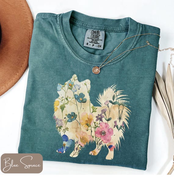Comfort Colors® Pomeranian Shirt, Floral Pomeranian Shirt, Gift for Pomeranian Lovers, Pom Mom Shirt, Pomeranian Sweatshirt, Long Sleeve Tee