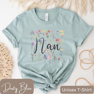 Camiseta de flores silvestres para abuela, camiseta floral para abuela, camiseta para abuela, camiseta para abuela con flores, regalo para abuela, bonita camiseta para abuela, regalo personalizado para abuela