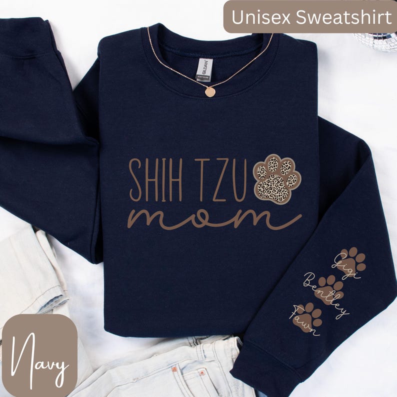 Shih Tzu Sweatshirt, Shih Tzu Mom Shirt, Sleeve Design Shih Tzu Shirt, Personalized Shih Tzu Shirt, Shih Tzu Mama, Shih Tzu Gifts image 3