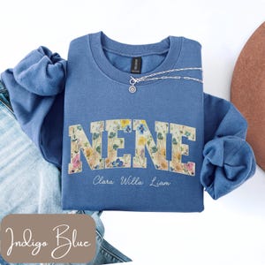 Nene Sweatshirt, T-Shirt or Long Sleeve Tee, Personalized Grandkids Name Shirt, Wildflower Nene Sweatshirt, Floral Cottagecore Nene Gifts