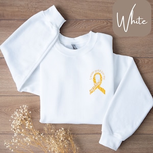 Personalized Childhood Cancer Sweatshirt with Name, Pediatric Cancer Awareness, I Wear Gold for, Childhood Cancer Shirt, Long Sleeve Tee