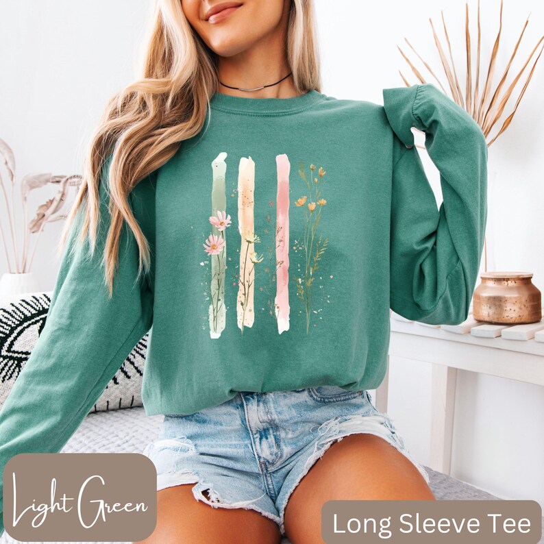 Comfort Colors® Wildflower Shirt, Pastel Florals, Watercolor Flower ...