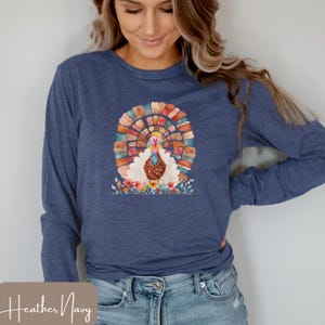 Long Sleeve Turkey Shirt, Watercolor Thanksgiving Tee, Fall Harvest Top, Cute Turkey Day Shirt, Autumn Long Sleeve, November Outfit
