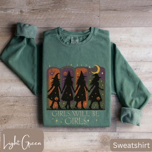 Comfort Colors® Girls Will Be Girls Shirt, Halloween Witch Shirt, Vintage Feminist Tee, Retro Fall Shirt, Spooky Season Graphic Tee